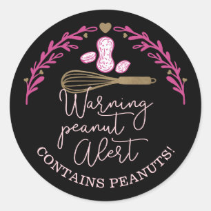 Sticker Rond Avertissement Alerte à l'arachide - Boulangerie Al
