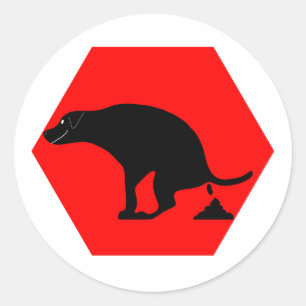 Sticker Rond Avertissement Chien Pooping