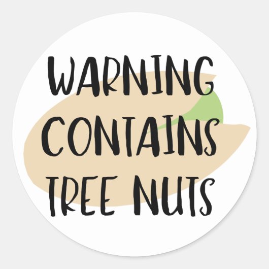 Sticker Rond Avertissement Contient des noix d'arbre Allergen É (Devant)