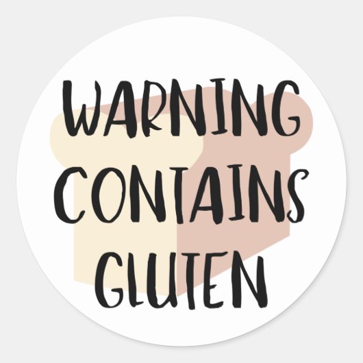 Sticker Rond Avertissement Contient Gluten Celiac Blé Alerte d' (Devant)