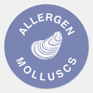 Sticker Rond Avertissement d'allergène de mollusques