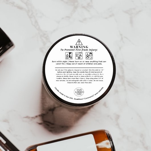 Sticker Rond Avertissement de bougie Icônes de sécurité Ajouter