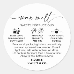 Sticker Rond Avertissement de fusion de cire   Instructions pou