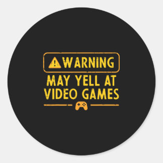 Sticker Rond Avertissement de jeu peut crier contre les hommes 
