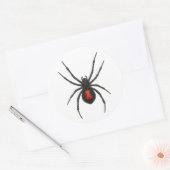 Sticker Rond Avertissement de la veuve : Spider de veuve noire (Enveloppe)