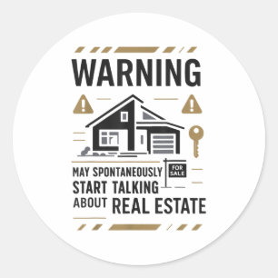 Sticker Rond Avertissement de l'agent immobilier peut spontaném