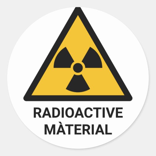 Sticker Rond Avertissement de matière radioactive, rayonnement  (Devant)