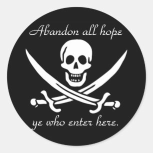 Sticker Rond Avertissement de pirate
