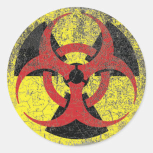 Sticker Rond Avertissement de rayonnement de Biohazard