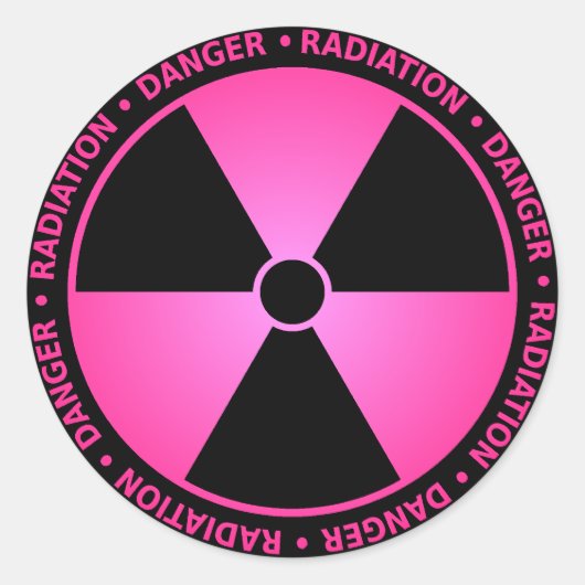Sticker Rond Avertissement de rayonnement rose (Devant)