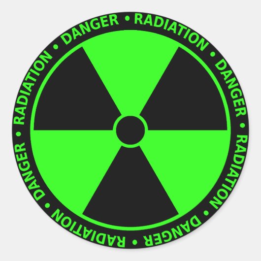 Sticker Rond Avertissement de rayonnement vert (Devant)
