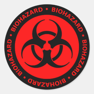 Sticker Rond Avertissement de risque biologique rouge