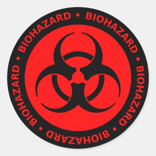Sticker Rond Avertissement de risque biologique rouge (Devant)