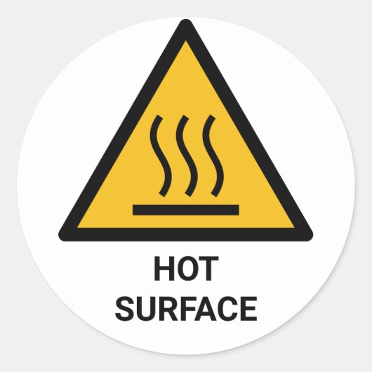 Sticker Rond Avertissement de surface chaude, Attention à la ch (Devant)