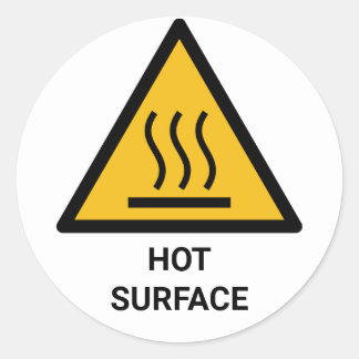 Sticker Rond Avertissement de surface chaude, Attention à la ch