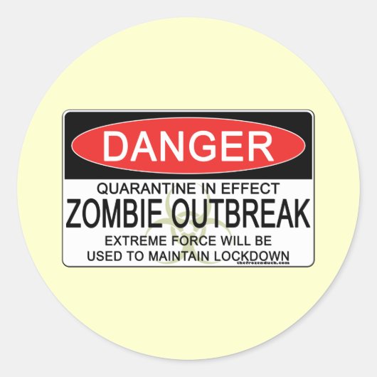Sticker Rond Avertissement - Épidémie de virus Zombie (Devant)