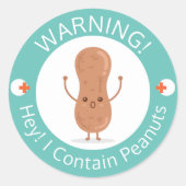 Sticker Rond Avertissement Je Contiens Des cacahuètes ! Aliment (Devant)