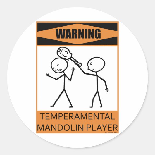 Sticker Rond Avertissement Joueur Temperamental Mandolin (Devant)