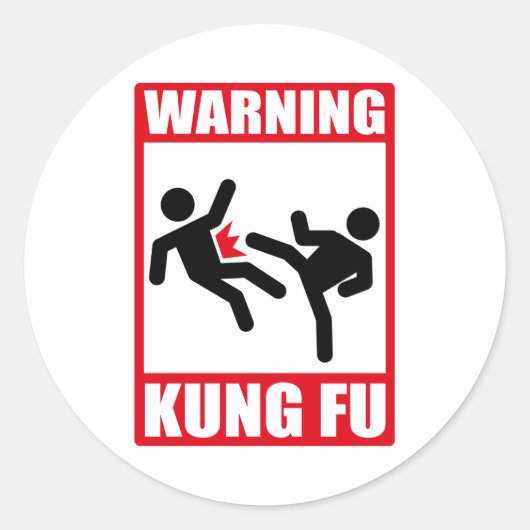 Sticker Rond avertissement kung fu (Devant)