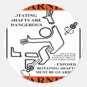 STICKER ROND AVERTISSEMENT ! LES AFFAIRES ROTANTES SONT DANGERE