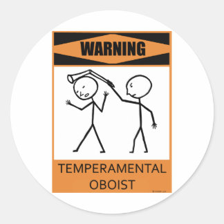 Sticker Rond Avertissement Oboiste Temperamental