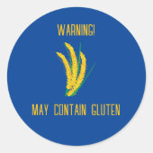 Sticker Rond Avertissement Peut Contenir Du Gluten (Devant)