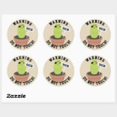 Sticker Rond Avertissement pour le plante de cactus (Feuille)