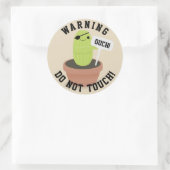 Sticker Rond Avertissement pour le plante de cactus (Sac)
