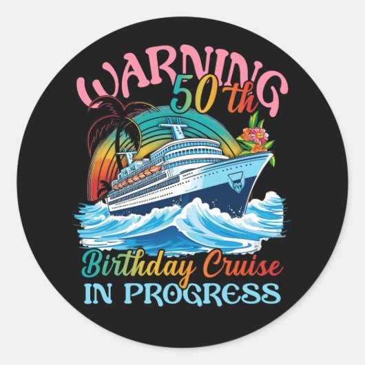 Sticker Rond Avertissement pour les femmes 50e anniversaire Cro (Devant)