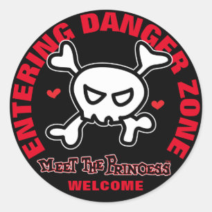Sticker Rond Avertissement Princesse