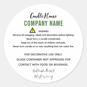 Sticker Rond Avertissement sur la bougie
