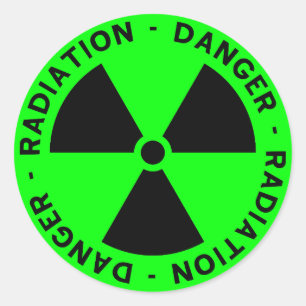 Sticker Rond Avertissement vert de rayonnement