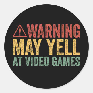 Sticker Rond Avertissement Vintage Peut Crier Contre Les Jeux V