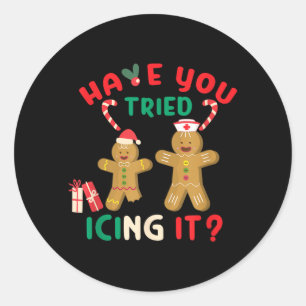 Sticker Rond Avez-Vous Essayé De Le Glacer Ce Gâteau De Noël En