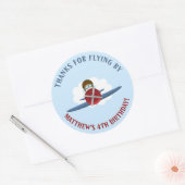 Sticker Rond Aviateur et son avion (Enveloppe)