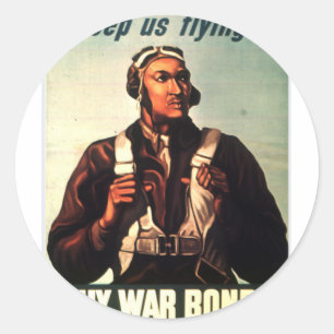 Sticker Rond Aviateurs de Tuskegee, Guerre-lien rouge de queue
