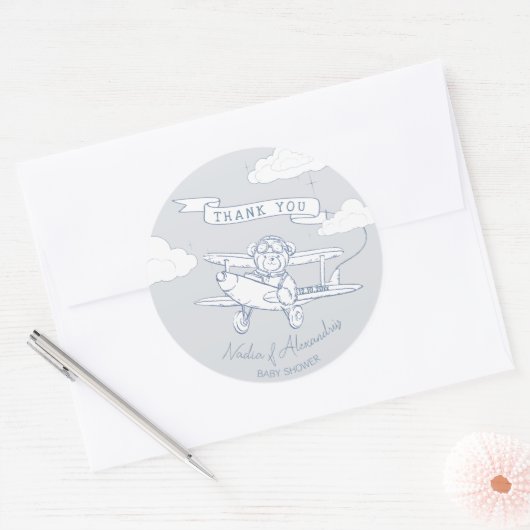 Sticker Rond Aviator Pilot Airplane Precious Cargo Baby Shower (Enveloppe)