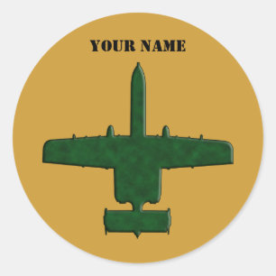 Sticker Rond Avion A-10 Camo de guerre Silhouette Green