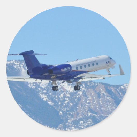 Sticker Rond Avion au décollage à l'aéroport (Devant)