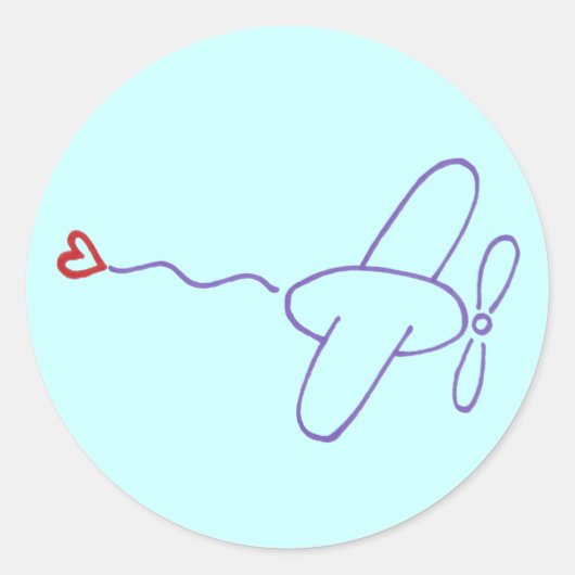 Sticker Rond Avion avec coeur (Devant)