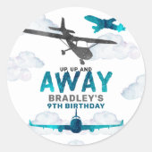 Sticker Rond Avion Aviation Tout âge Anniversaire Partie (Devant)