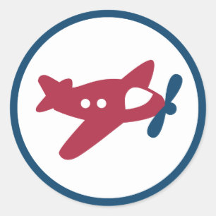 Sticker Rond Avion bleu et rouge Vintage de la marine