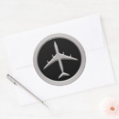 Sticker Rond Avion Chrome Jet (Enveloppe)