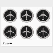 Sticker Rond Avion Chrome Jet (Feuille)