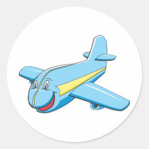Sticker Rond Avion de bande dessinée