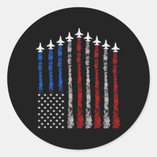 Sticker Rond Avion de chasse Avion Usa Drapeau 4 juillet Patrio