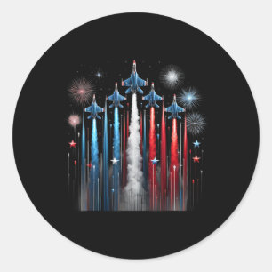Sticker Rond Avion de chasse Drapeau américain Patriotique 4e O