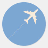 Sticker Rond Avion de voyage avec ligne pointillée (Devant)