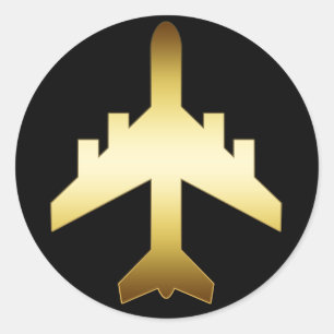 STICKER ROND AVION D'OR