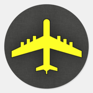 Sticker Rond Avion jaune canari